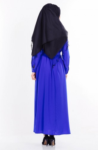 Saks-Blau Hijab Kleider 0101-04