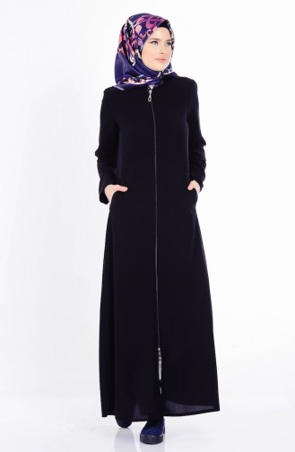 Abaya avec Poches Grande Taille 6114-02 Noir 6114-02
