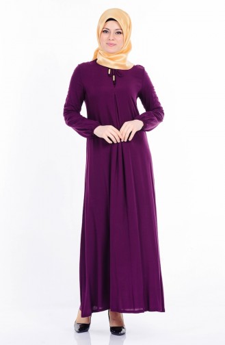 Lacings Detailed Viscose Dress 1134-10 Purple 1134-10