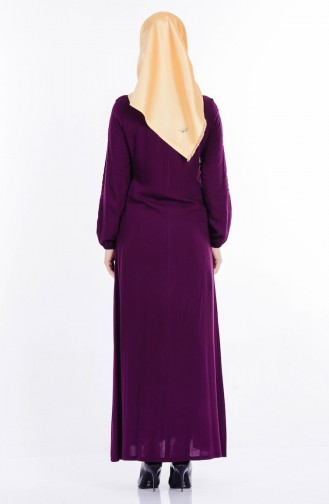 Lacings Detailed Viscose Dress 1134-10 Purple 1134-10