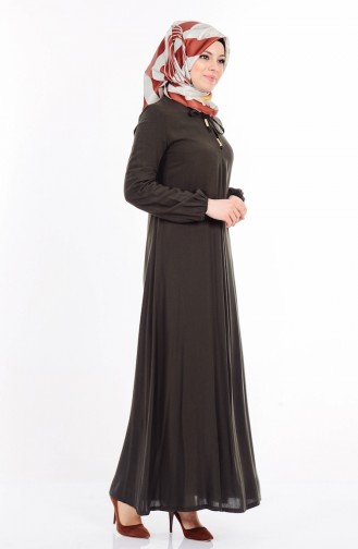 Khaki Hijab Dress 1134-11