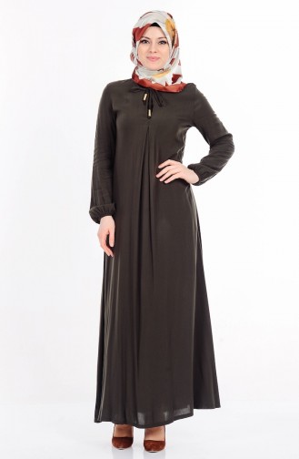 Khaki Hijab Dress 1134-11
