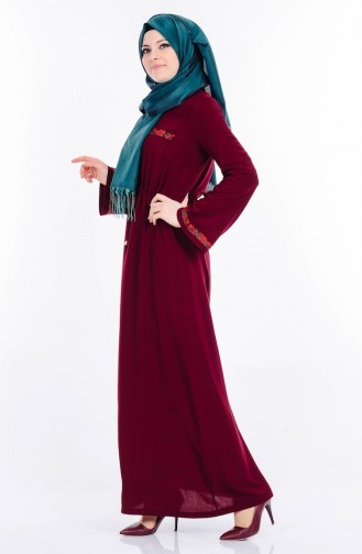 Claret Red Hijab Dress 1151-02