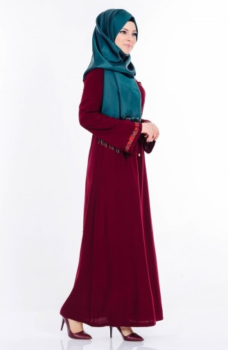 Claret Red Hijab Dress 1151-02