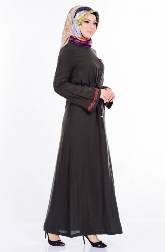 Khaki Hijab Dress 1151-03