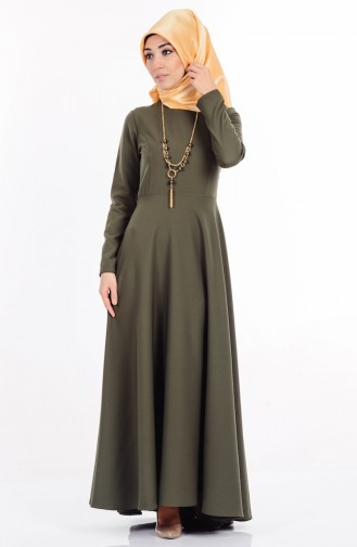 Khaki Hijab Kleider 4055-21