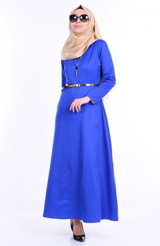 Robe a Ceinture et Collier 2201-12 Bleu Roi 2201-12