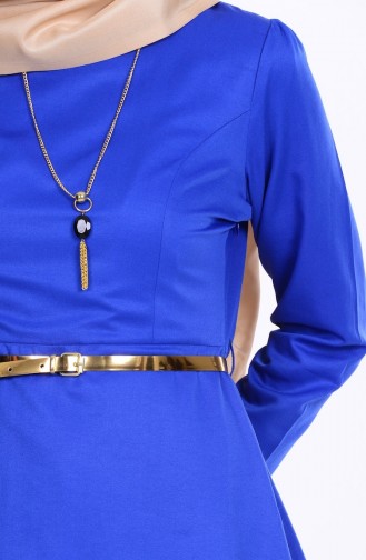 Robe a Ceinture et Collier 2201-12 Bleu Roi 2201-12