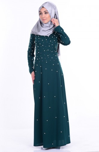 Grün Hijab Kleider 2822-02