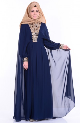 Dunkelblau Hijab-Abendkleider 52551-04