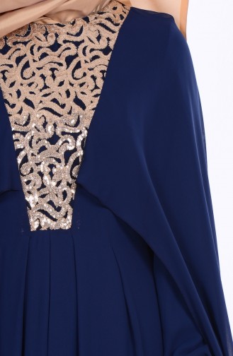 Navy Blue Hijab Evening Dress 52551-04