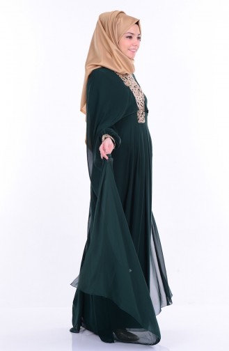 Green Hijab Evening Dress 52551-03