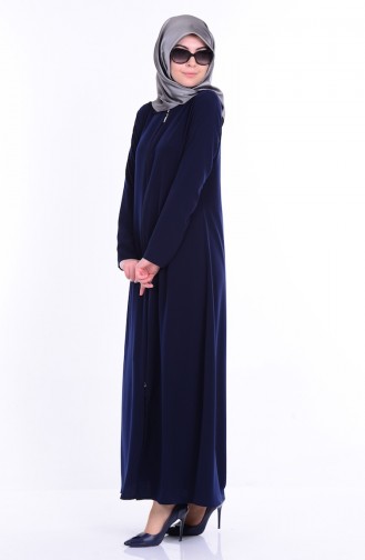 Abaya a Fermeture 2098-01 Bleu marine 2098-01