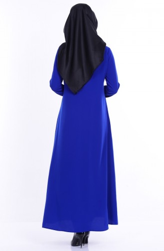 Abaya a Fermeture 2098-04 Bleu Roi 2098-04