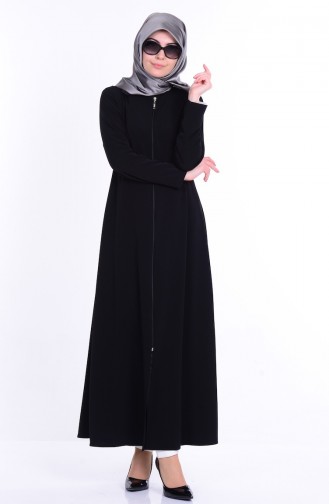 Abaya mit Reißverschluss 2098-09 Schwarz 2098-09