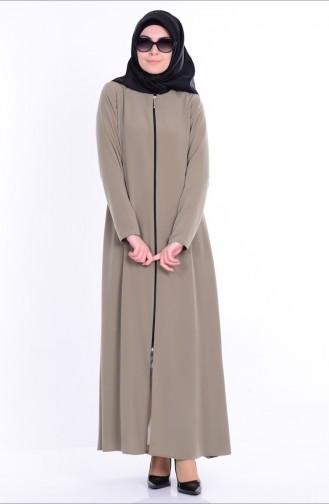 BENGISU Zippered Abaya 2098-03 Oil Green 2098-03