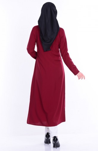 Viskon Gizli Düğmeli Tunik 2022-06 Bordo