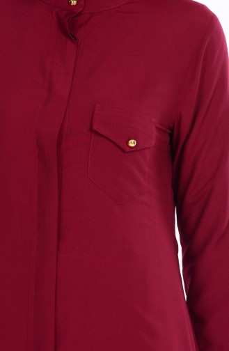 Viskon Gizli Düğmeli Tunik 2022-06 Bordo