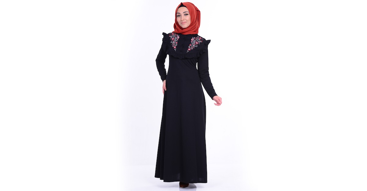 Black Hijab Dress 202504 Sefamerve