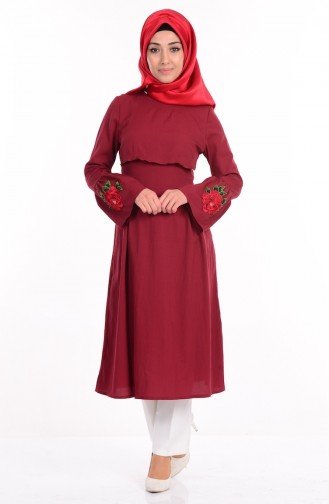 Embroidered Dress  1519-03 Maroon  1519-03