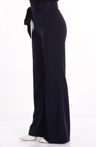 Belted Wide Leg Trousers  3103-04 Navy Blue  3103-04