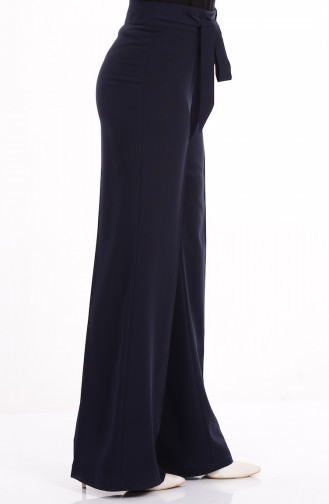 Belted Wide Leg Trousers  3103-04 Navy Blue  3103-04
