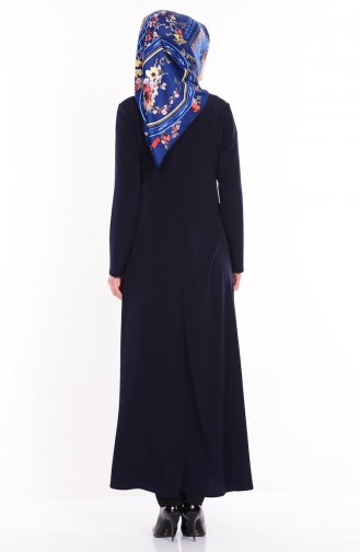 Bedrucktes Abaya 1501-02 Dunkelblau 1501-02