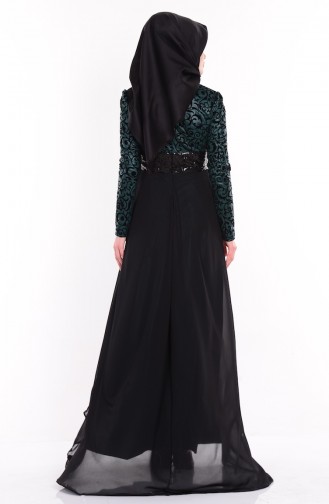 Emerald Green Hijab Evening Dress 1017-03