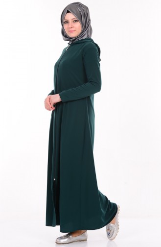 Abaya a Capuche 2099-02 Vert emeraude 2099-02