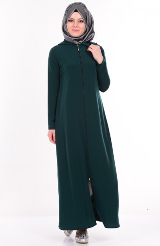 Abaya a Capuche 2099-02 Vert emeraude 2099-02