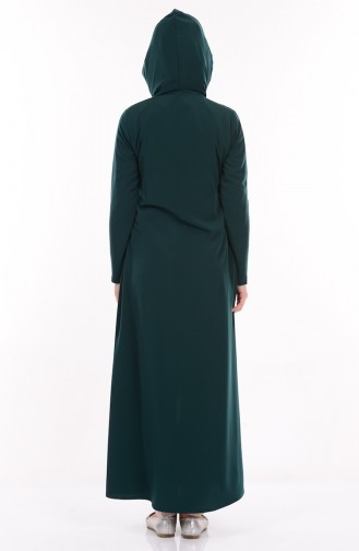 Abaya a Capuche 2099-02 Vert emeraude 2099-02