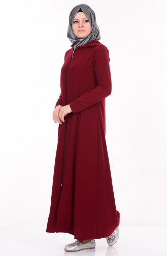 Abaya mit Kapuzen 2099-09 Weinrot 2099-09