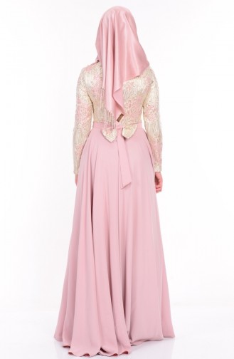 Powder Hijab Evening Dress 9446-01