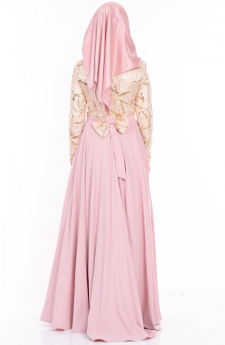 Powder Hijab Evening Dress 9447-02
