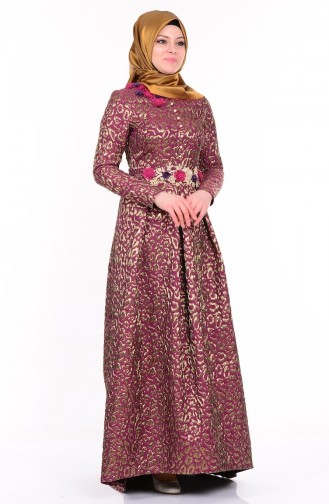 Claret Red Hijab Evening Dress 9450A-04