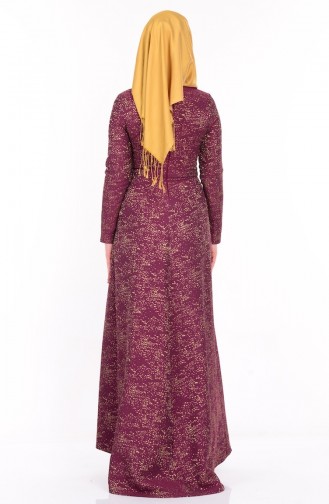 Claret Red Hijab Evening Dress 9450C-01