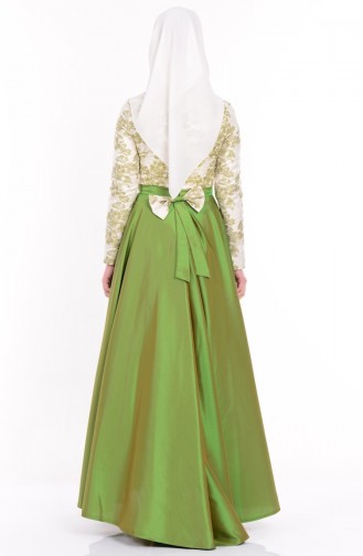 Green Hijab Evening Dress 9454-01