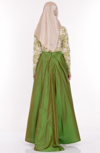 Green Hijab Evening Dress 9455-04