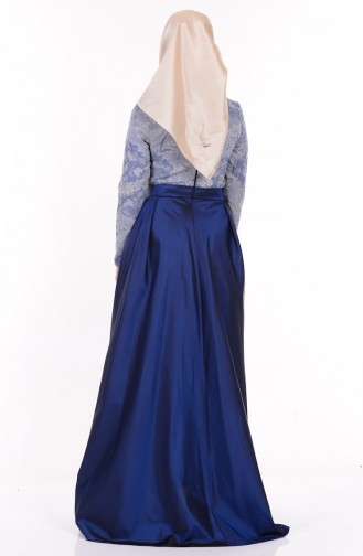 Navy Blue Hijab Evening Dress 9468-03