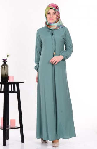 فستان بأكمام مطاطية لون اخضر  4074-08