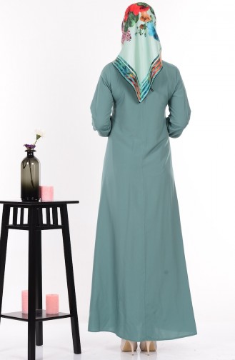 فستان بأكمام مطاطية لون اخضر  4074-08