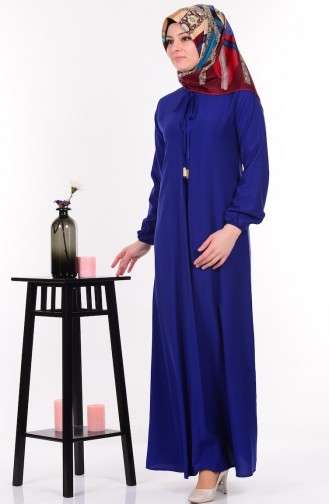 Saks-Blau Hijab Kleider 4074-09