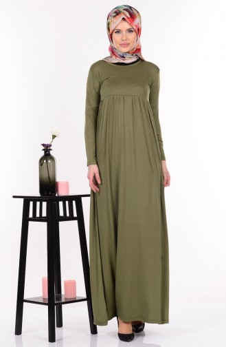 Light Khaki Green Hijab Dress 0729B-09
