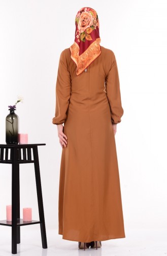سويد فستان بتصميم قصة واسعة 4074-05 لون عسلي داكن 4074-05