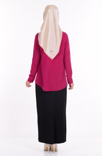 بلوز بدون ياقة لون فوشي  4068-01