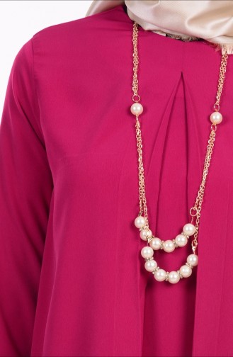 بلوز بدون ياقة لون فوشي  4068-01