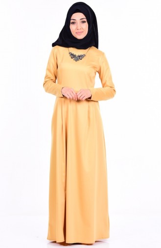 Mustard Hijab Dress 7077-05
