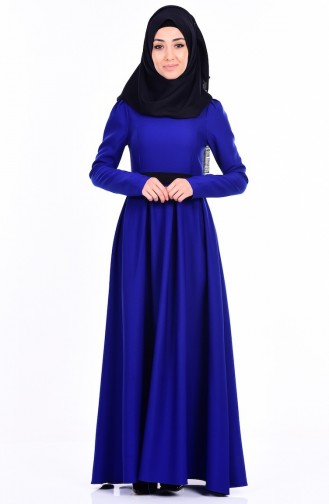 Saks-Blau Hijab Kleider 1620-06