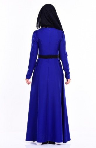 Saks-Blau Hijab Kleider 1620-06