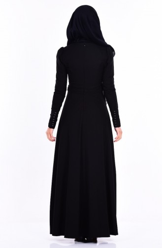 Boncuk Detaylı Elbise 1614-05 Siyah